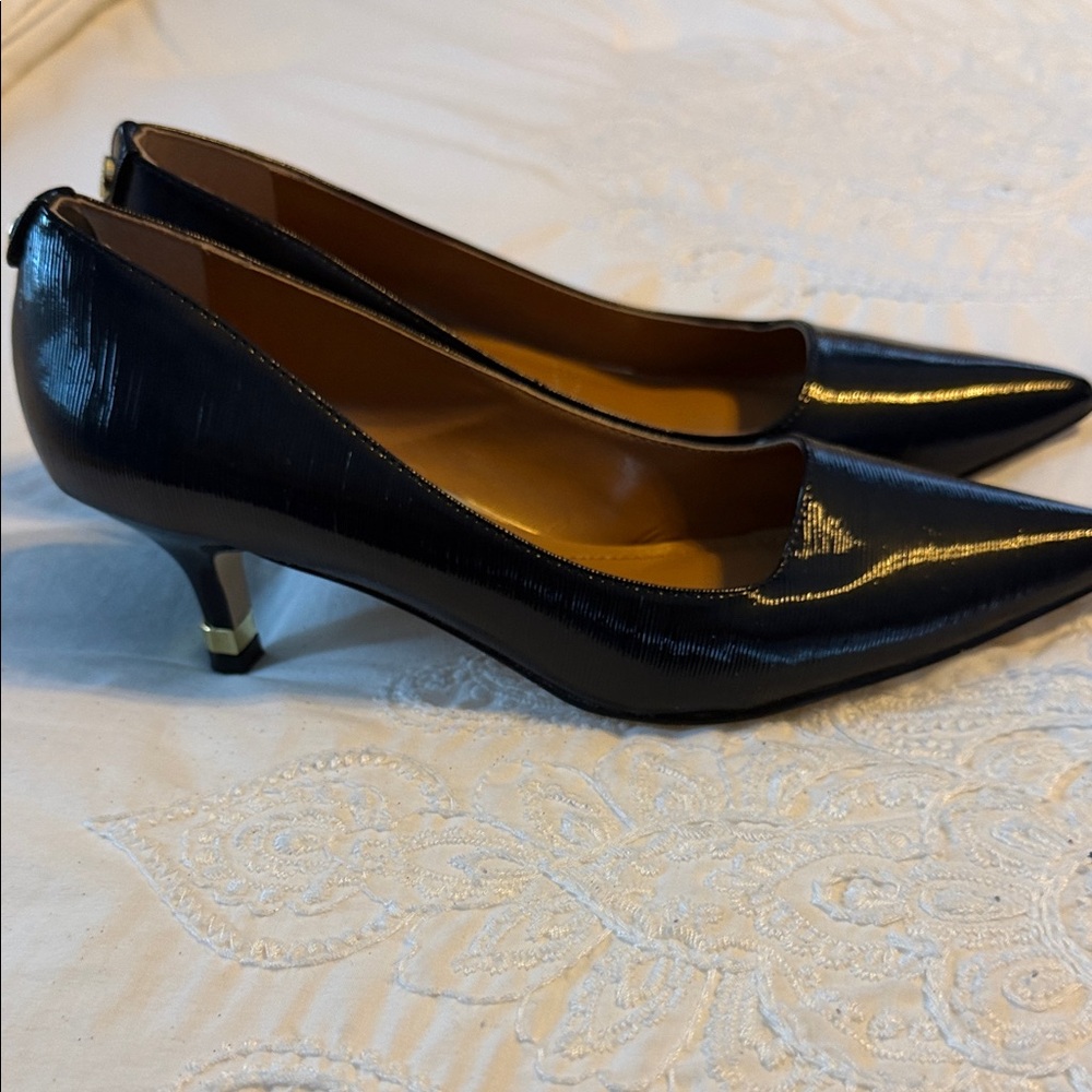 J.Renee Shiny Black Kitten Heels